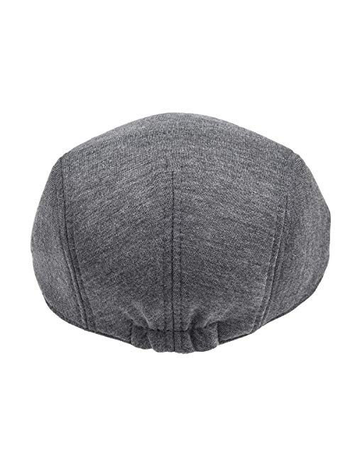 FEINION 2 Pack Men Cotton Newsboy Cap Soft Fit Cabbie Hat