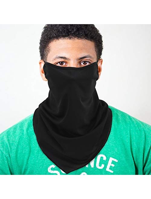 MoKo Scarf Mask Bandana with Ear Loops 3 Pack, Neck Gaiter Balaclava Dust UV Sun Protection Outdoors Face Mask for Women Men