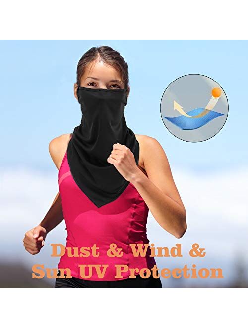 MoKo Scarf Mask Bandana with Ear Loops 3 Pack, Neck Gaiter Balaclava Dust UV Sun Protection Outdoors Face Mask for Women Men