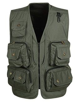Flygo Men's Fishing Hunting Photography Travel Vest with Multiple Pockets