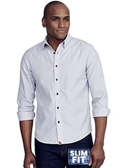 Rubican - Untucked Shirt for Men Long Sleeve, Wrinkle-Free, Solid Grey, Regular Fit