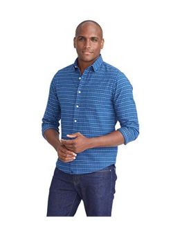 Michelot - Untucked Shirt for Men, Long Sleeve, Blue Check, Blue Check, Regular Fit