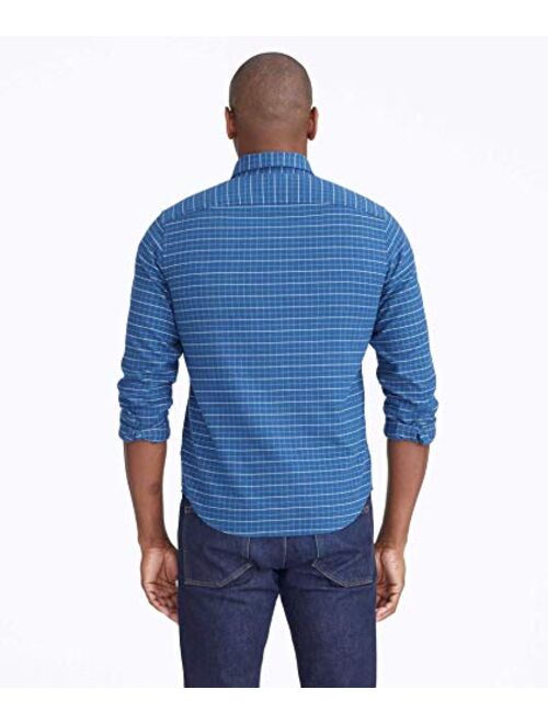 UNTUCKit Michelot - Untucked Shirt for Men, Long Sleeve, Blue Check, Blue Check, Regular Fit