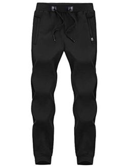 Flygo Men's Winter Warm Fleece Jogger Pants Sherpa Lined Sweatpants Active Track Pants