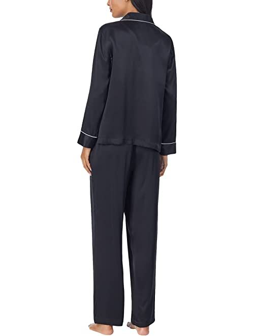 Polo Ralph Lauren LAUREN Ralph Lauren Long Sleeve Washable Silk Notch Collar PJ Set