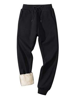 Flygo Men's Sherpa Lined Athletic Sweatpants Winter Warm Fleece Track Pants