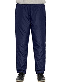 Flygo Men's Open-Bottom Sherpa Fleece Lined Sweatpants Windbreaker Pants
