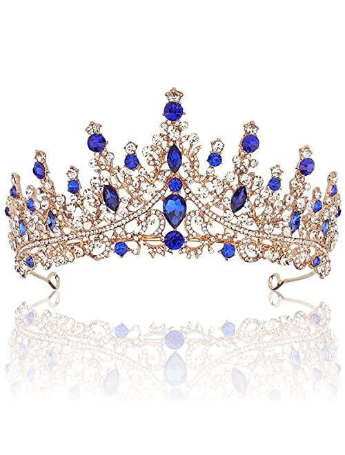 TOBATOBA Crystal Wedding Tiara for Women Crown for Women Royal Queen Crown Headband Metal Princess Tiara for Bride Quinceanera Headpieces for Birthday Prom Pageant Hallow