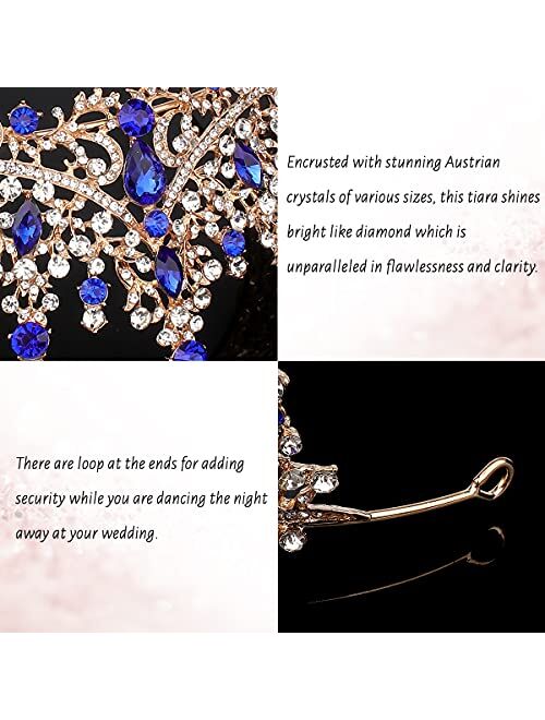 TOBATOBA Crystal Wedding Tiara for Women Crown for Women Royal Queen Crown Headband Metal Princess Tiara for Bride Quinceanera Headpieces for Birthday Prom Pageant Hallow