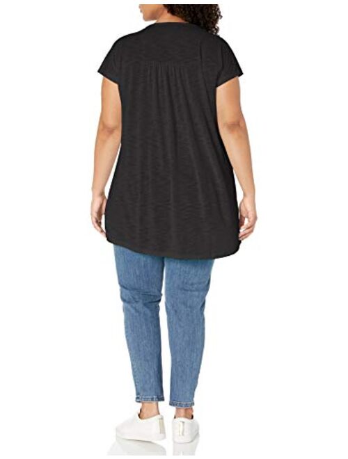 Just My Size Women's Plus-Size Slub Crochet Bib Tunic