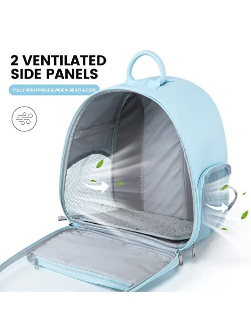YUAZWELA Pet Backpack Travel Carrier, for Less Than 16.5 Ib Small Cats and Dogs, Ventilated Design, Foldable, PVC Transparent Cover Portable Pet Bag Leather Safety Strap 
