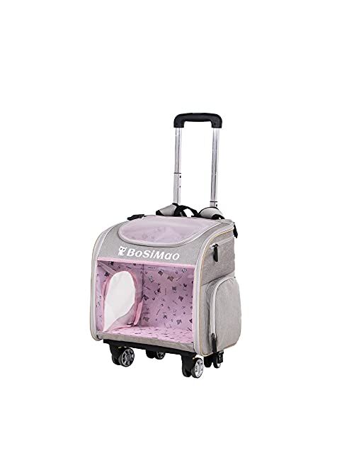 J.Stanar Pet Rolling Carrier with Wheels 2-in1 Pet Backpack for Small Dogs/Cats
