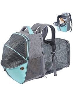 SEVVIS Pet Backpack Expandable - Cat Backpack Expandable - Pet Expandable Backpack Carrier for Small Dogs Backpack Carrier,Mesh Expandable Cat Backpack Carrier Up to 16Lb