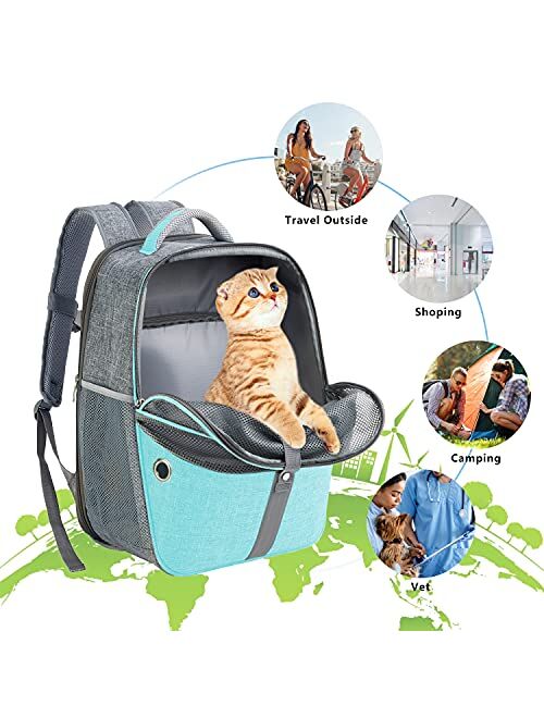 SEVVIS Pet Backpack Expandable - Cat Backpack Expandable - Pet Expandable Backpack Carrier for Small Dogs Backpack Carrier,Mesh Expandable Cat Backpack Carrier Up to 16Lb