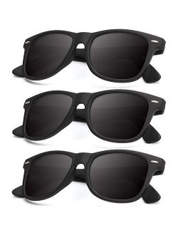 Kaliyadi Polarized Sunglasses for Men and Women Matte Finish Sun glasses Color Mirror Lens 100% UV Blocking (3 Pack)