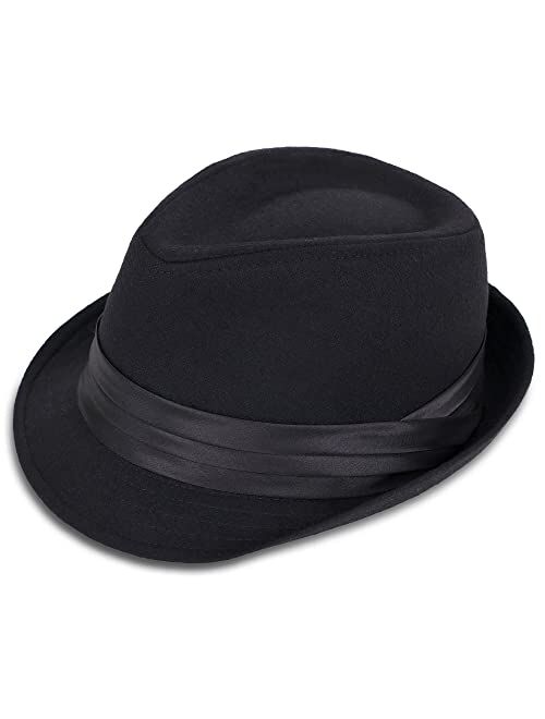 Simplicity Fedora for Men Women Unisex Men's Women's Classic Manhattan Structured Gangster Trilby Fedora Hat