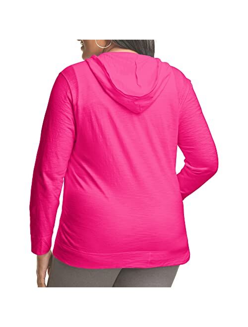 JUST MY SIZE Plus Size Slub-Cotton Full-Zip Jersey Hoodie Lightweight