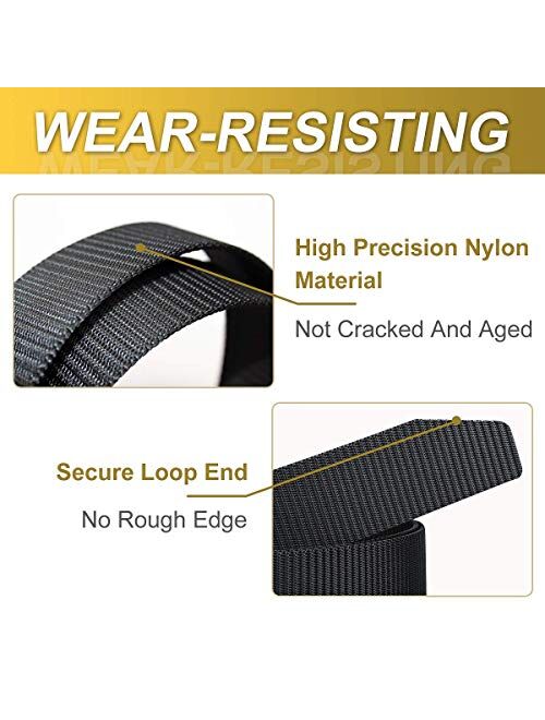 MIJIU Nylon Belts for Men 1.5inch Military Tactical Belt Adjustable Slide Plastic Buckle Web Canvas Belt Outdoor