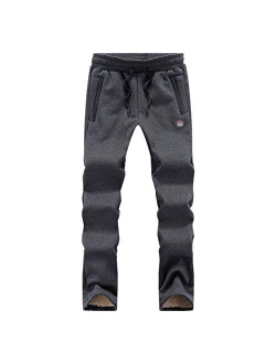 Hixiaohe Men's Winter Casual Fleece Sherpa Lined Pants Jogger Sweatpants