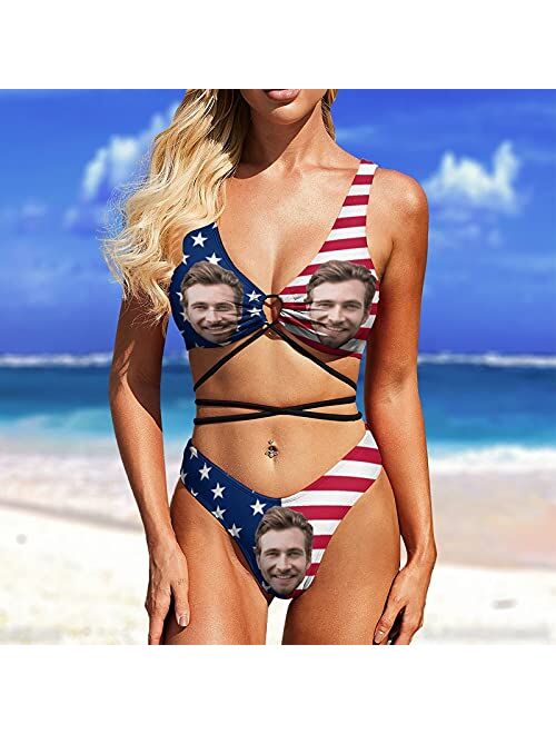 Interestprint Personalized Seamless Face Beautiful Sexy String Bikini Custom Swimsuit Bathing Suits Swimwear for Women Girls