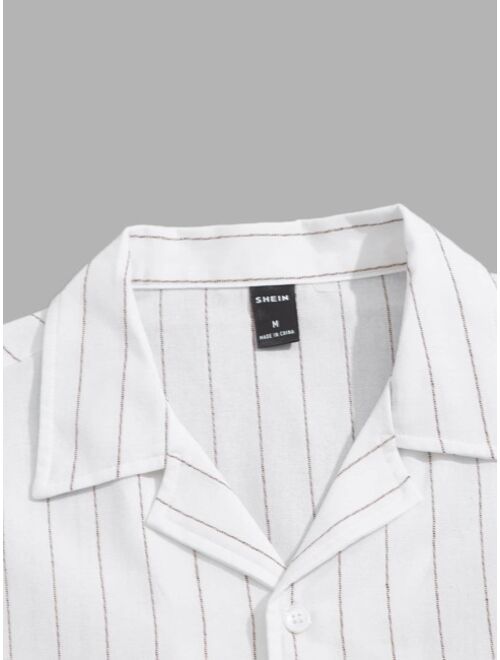 SHEIN Men Striped Print Shirt & Shorts Set