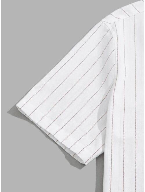 SHEIN Men Striped Print Shirt & Shorts Set