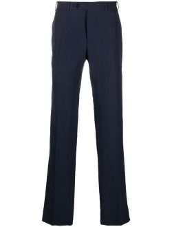 straight-cut linen-blend trousers