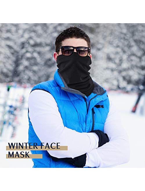 EXski Winter Neck Gaiter Warmer, Soft Fleece Face Mask Scarf for Cold Weather Skiing Cycling Outdoor Sports 2 Packed