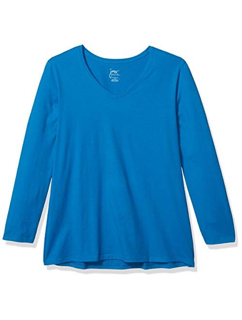JUST MY SIZE Women's Plus Size Vneck Long Sleeve Tees