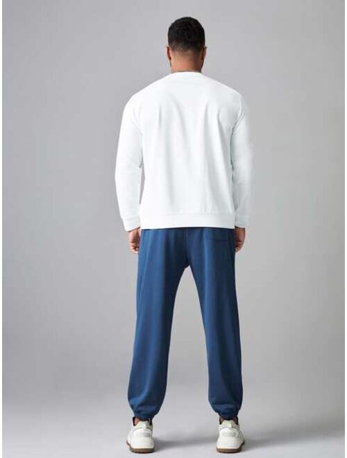 Shein Extended Sizes Men Letter Graphic Pullover & Sweatpants