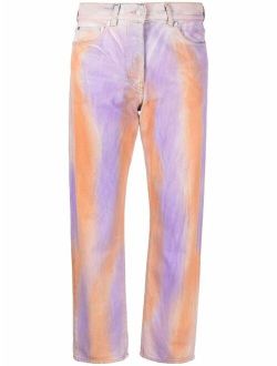 tie dye-print cropped jeans