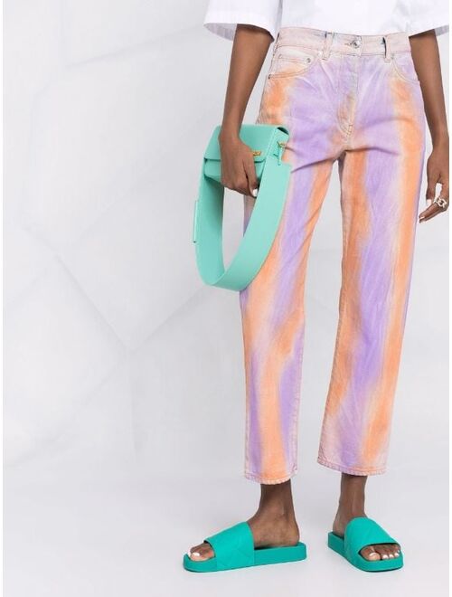 MSGM tie dye-print cropped jeans