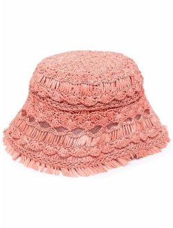 Crochet raffia bucket hat