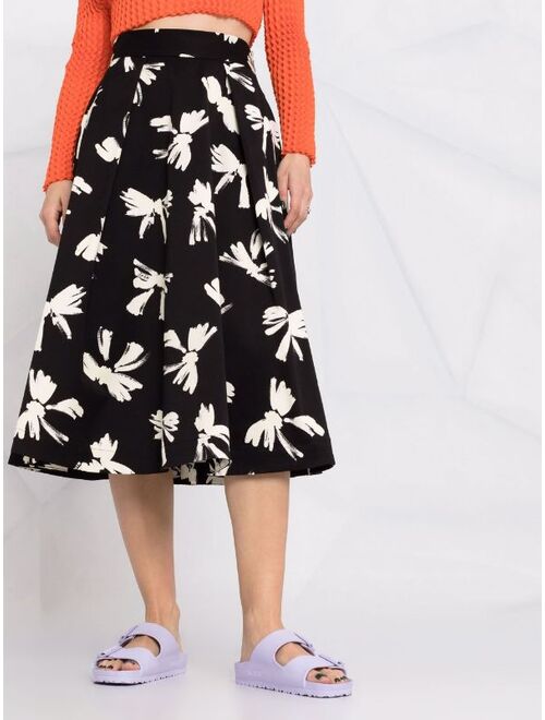 MSGM bow-print full pleated skirt