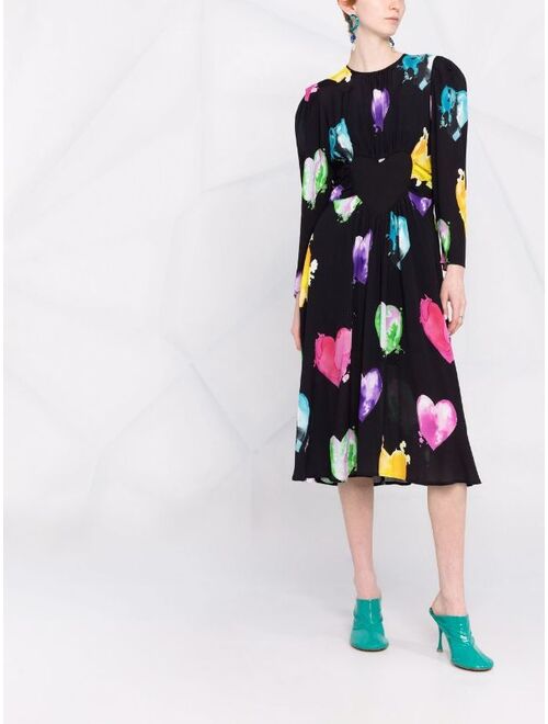 MSGM heart-print ruched dress
