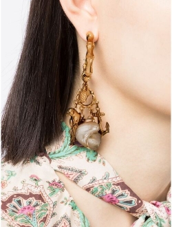 draped charm-detail earrings