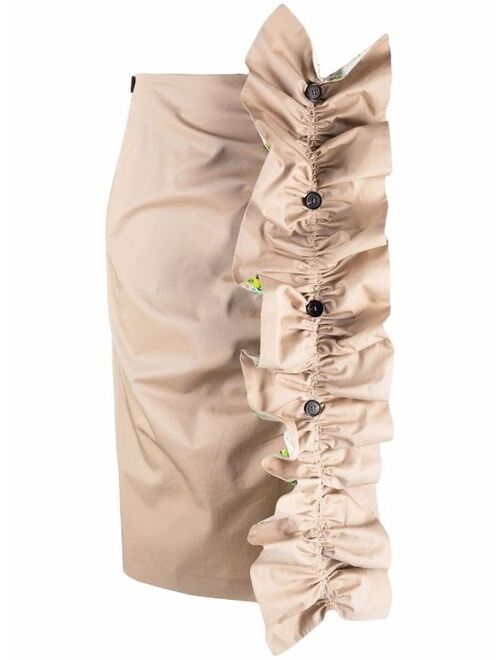 MSGM ruffle-detail cotton pencil skirt