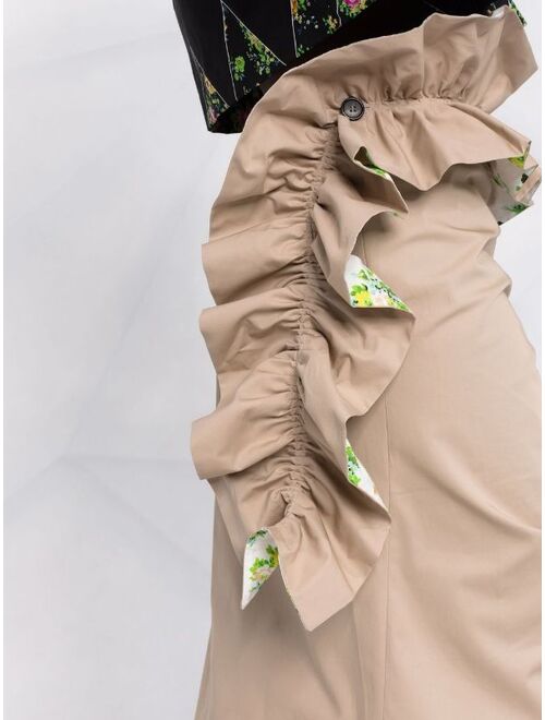 MSGM ruffle-detail cotton pencil skirt