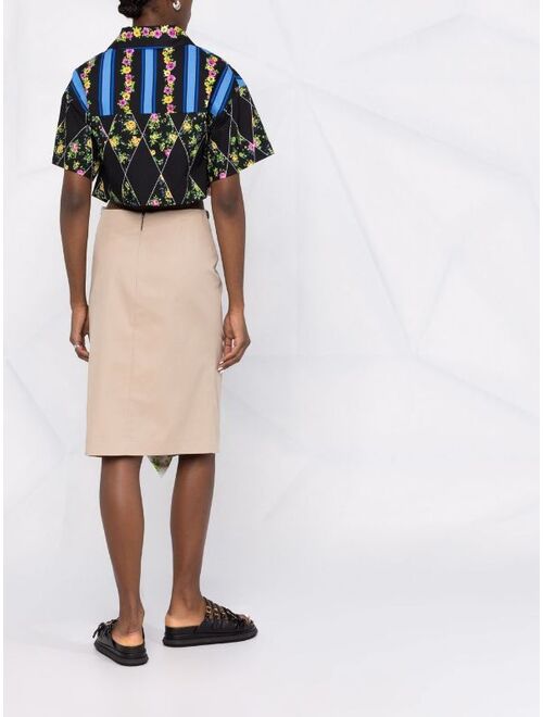 MSGM ruffle-detail cotton pencil skirt