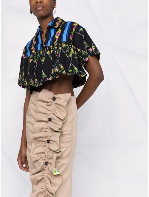 MSGM ruffle-detail cotton pencil skirt