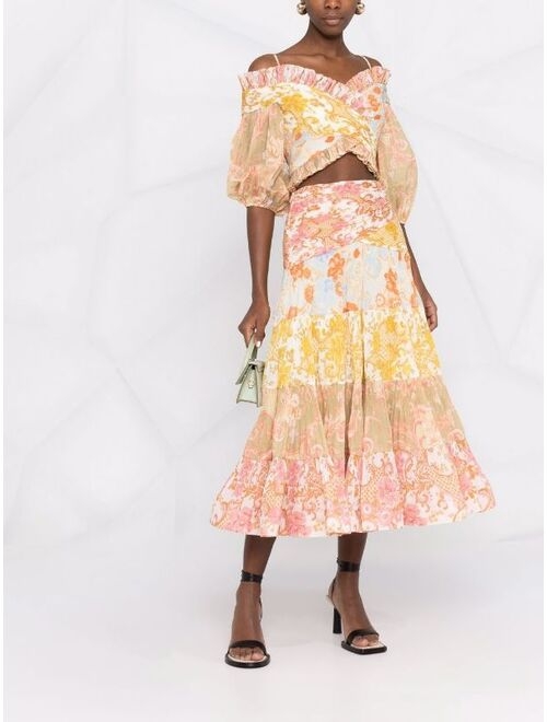 ZIMMERMANN micro-pleated cropped blouse