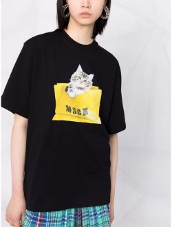 cat-print T-shirt