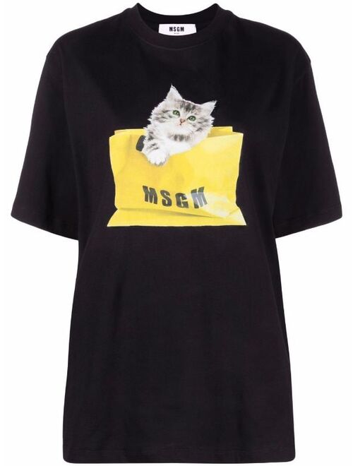 MSGM cat-print T-shirt