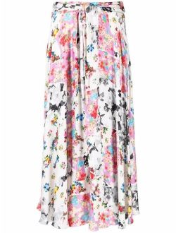 floral-print mid-length skirt