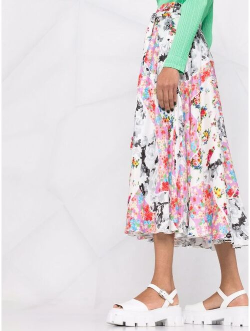 MSGM floral-print mid-length skirt