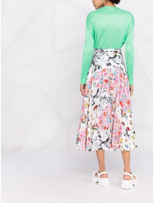 MSGM floral-print mid-length skirt