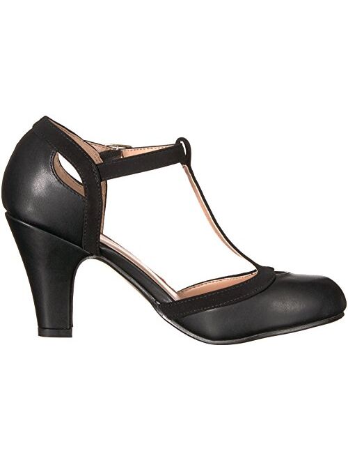 Brinley Co. Brinley Co Womens Regular and Wide Width T-Strap Two-Tone Matte Mary Jane Pump