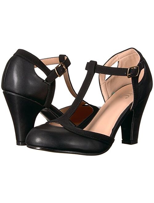 Brinley Co. Brinley Co Womens Regular and Wide Width T-Strap Two-Tone Matte Mary Jane Pump