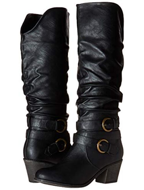 Brinley Co. Womens Slouch Buckle High Heel Boots