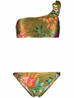 floral-print one-shoulder bikini